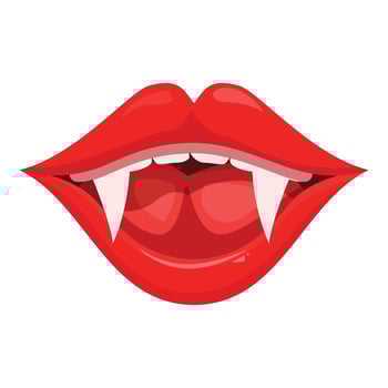 Vampire woman mouth showing fangs baring teeth vector