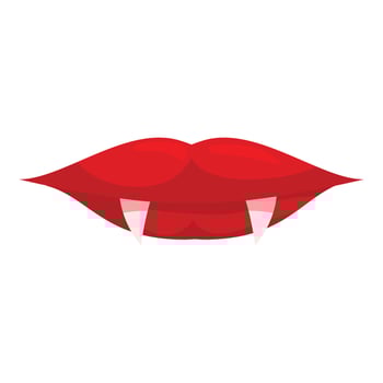 Red lips showing fangs for halloween party vector