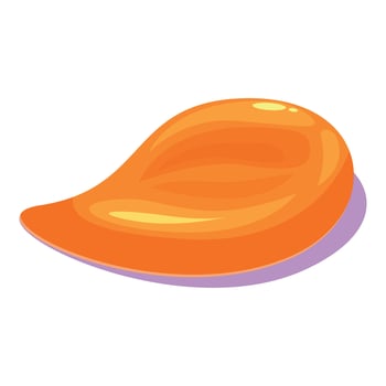 Ripe mango pulp lying on surface with shadow vector