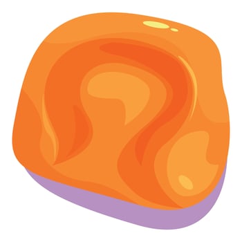 Large orange healing crystal casting a purple shadow vector
