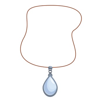 Silver necklace with blue gemstone pendant hanging on brown string vector