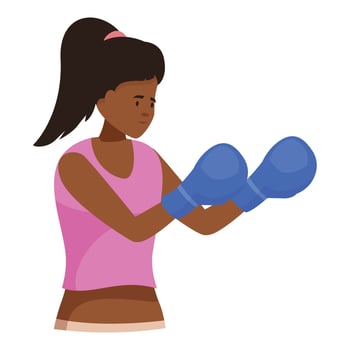 Confident young woman wearing boxing gloves is training boxing vector