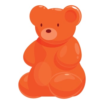 Orange gummy bear sitting and looking forward vector