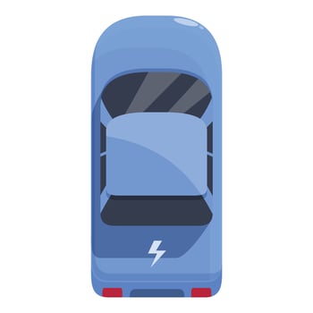 Blue electric car parked showing roof and rear view vector