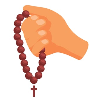 Hand holding rosary beads praying for hope and faith vector