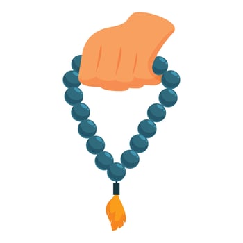 Hand holding rosary beads praying for peace and spirituality vector