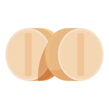 Two round pills with line dividing them are lying on white background vector