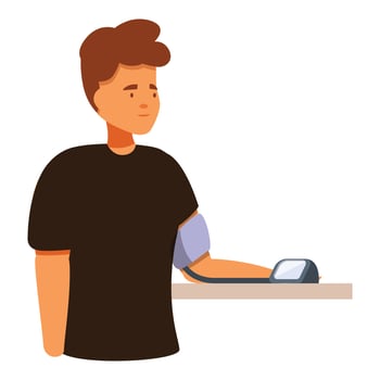 Young man checking blood pressure using sphygmomanometer vector