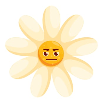 White daisy flower showing angry emotion on face vector