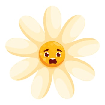 White daisy flower showing scared emotion on its face vector