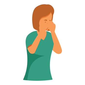 Young woman covering her face with hands while crying vector