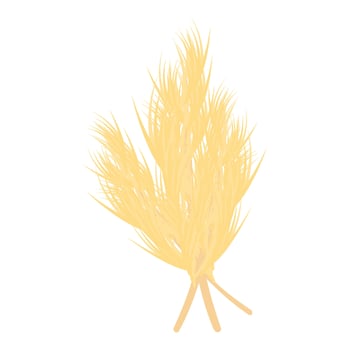 Bunch of ripe golden wheat ears is lying on white background vector