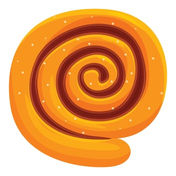 Delicious cinnamon roll with sugar glaze forming a perfect spiral vector