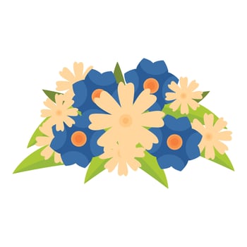 Bouquet of blue and yellow flowers blooming together vector