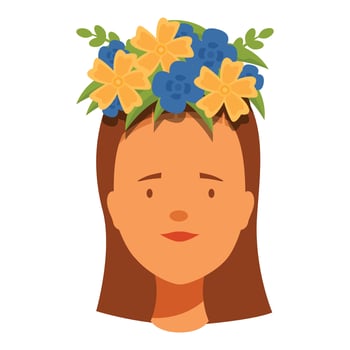 Young woman wearing a flower crown posing with natural beauty vector