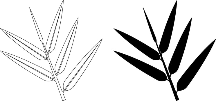 outline silhouette bamboo leaf icon set vector