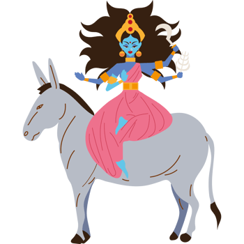A cartoon illustration of a woman riding a donkey png