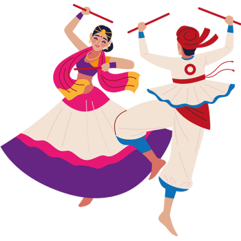Two people in traditional indian clothing are dancing png