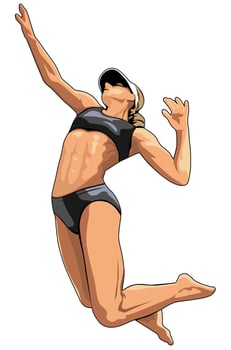 Girl Beach volley ball jump illustration design art vector