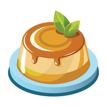 caramel custard pudding illustration vector