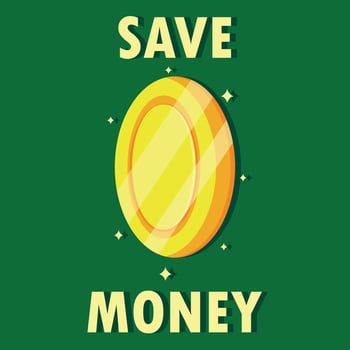 Gold coin on green background vector