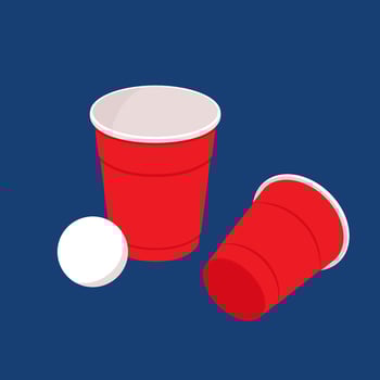 Red beer cup. Cup . wallpaper. Illustration of Beer Pong shot with Pingpong ball. vector