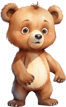 Cute Baby Bear Cartoon Art for Designers. . png