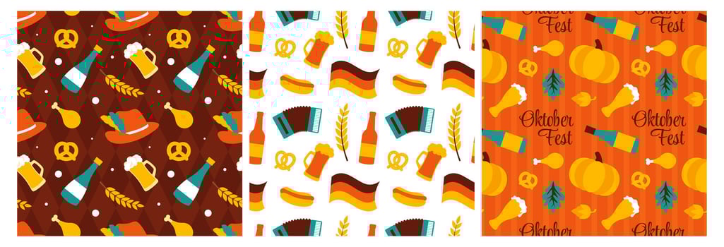 Fun Oktoberfest Seamless Pattern with Festive Cartoon Style vector