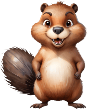 Adorable Beaver with Log Cartoon Design. . png