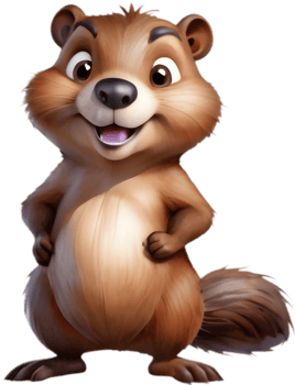 Funny Beaver Cartoon with Big Tail. . png