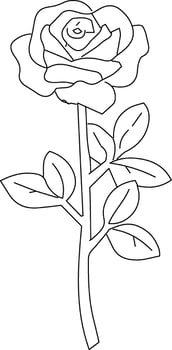 A rose coloring page with a single rose vector