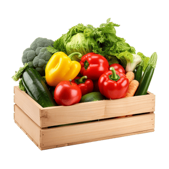 Nutritional food idea featuring vegetables in box for wellness content and menus png