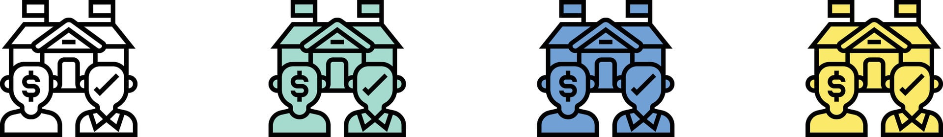 acquisition icon. Outline, Green, Blue and Yellow Style Design Isolated On White Background vector