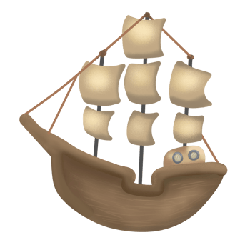a ship with several sails. This ship is like an ancient sailing ship that is often associated with exploration or piracy png
