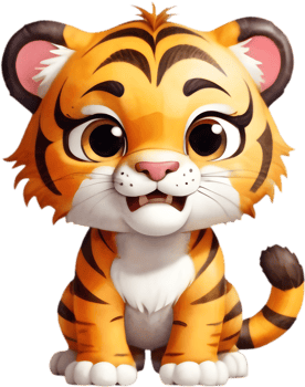 Playful Tiger Cartoon Clipart for Childrens Projects. . png