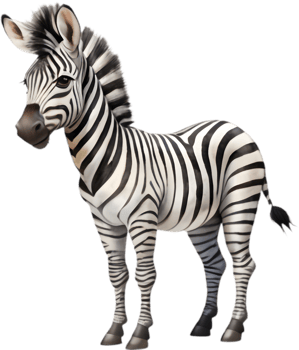 Playful Zebra Cartoon Art Clipart. . png