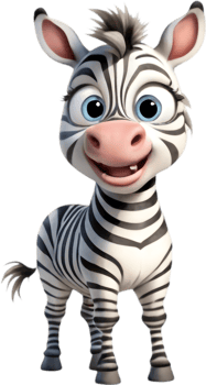 Cute Zebra Cartoon Clipart Design. . png