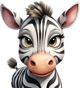 Lovely Zebra Illustration for Kids Rooms. . png