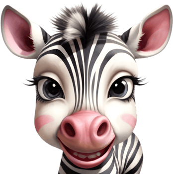 Adorable Zebra Illustration for Kids Websites. . png