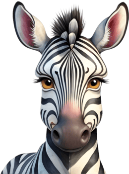 Charming Zebra Illustration for Childrens Art. . png