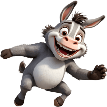 Cheerful Cartoon Donkey Clipart for Greeting Cards and Invitations. . png