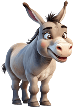 Charming Cartoon Donkey Clipart for Promotional Products and Merchandise. . png