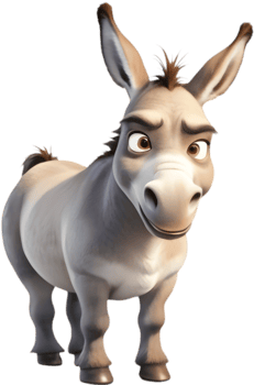 Cheerful Cartoon Donkey Clipart for Stationery and Notebooks. . png