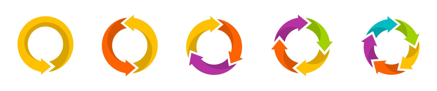 Infographics arrows set. Business infographics arrows. Circular arrows options. pie charts. EPS 10 vector