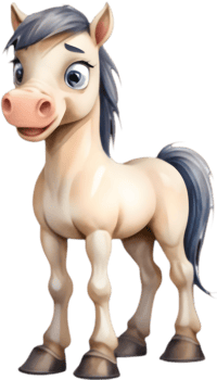Playful Cartoon Horses for Educational Materials. . png
