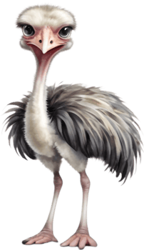 Sweet Ostrich Cartoon for Greeting Cards. . png