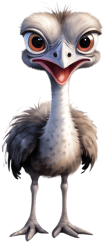 Cute Ostrich Cartoon for Nursery Decor. . png