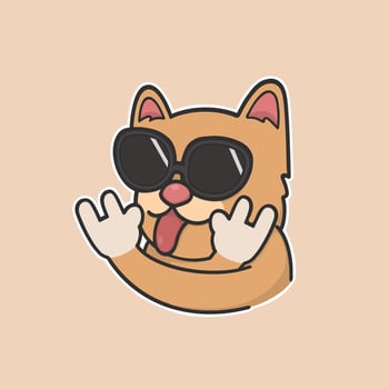 Sunglasses Cat Mascot Sticker Cute Illustration vector
