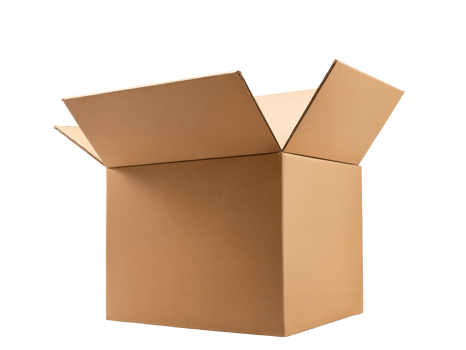 open cardboard box at the side closeup on transparent background png