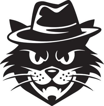 A logo with a mysterious cat face made of lines vector